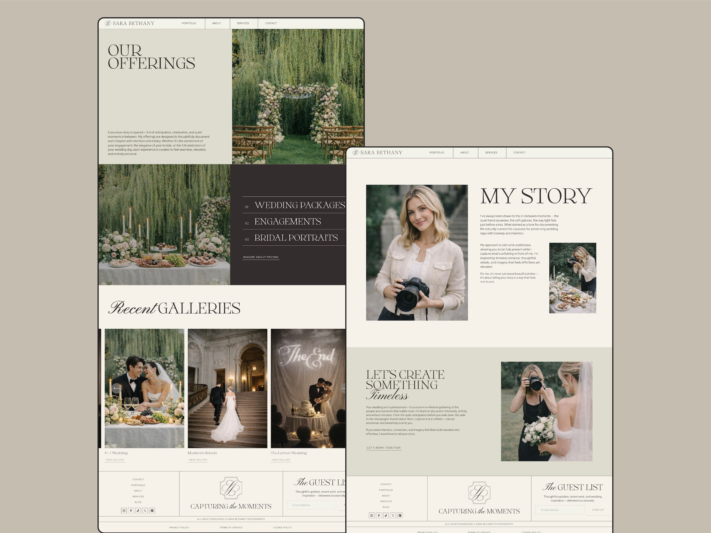 Moments Squarespace Wedding Photographer Template