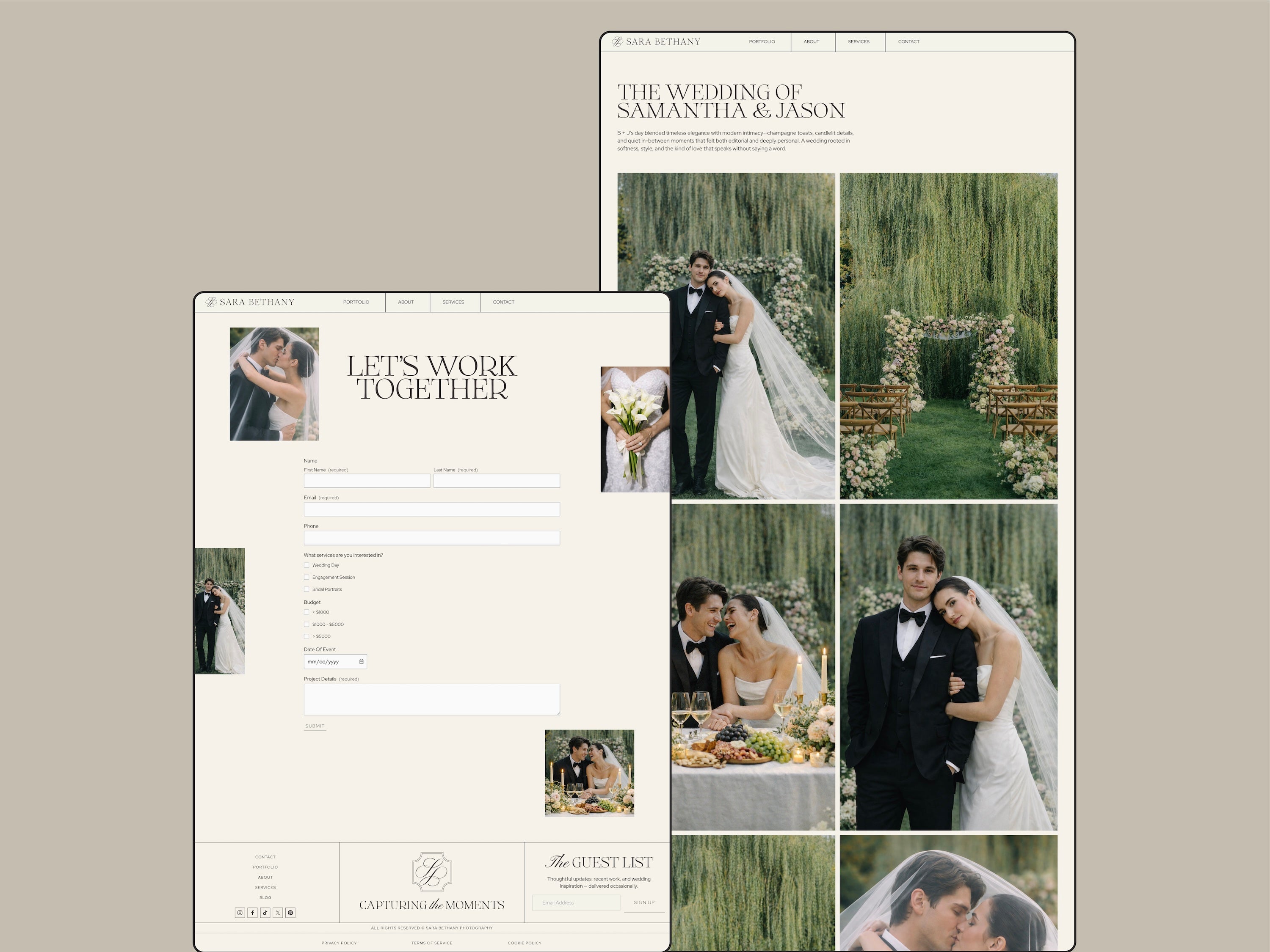 Moments Squarespace Wedding Photographer Template