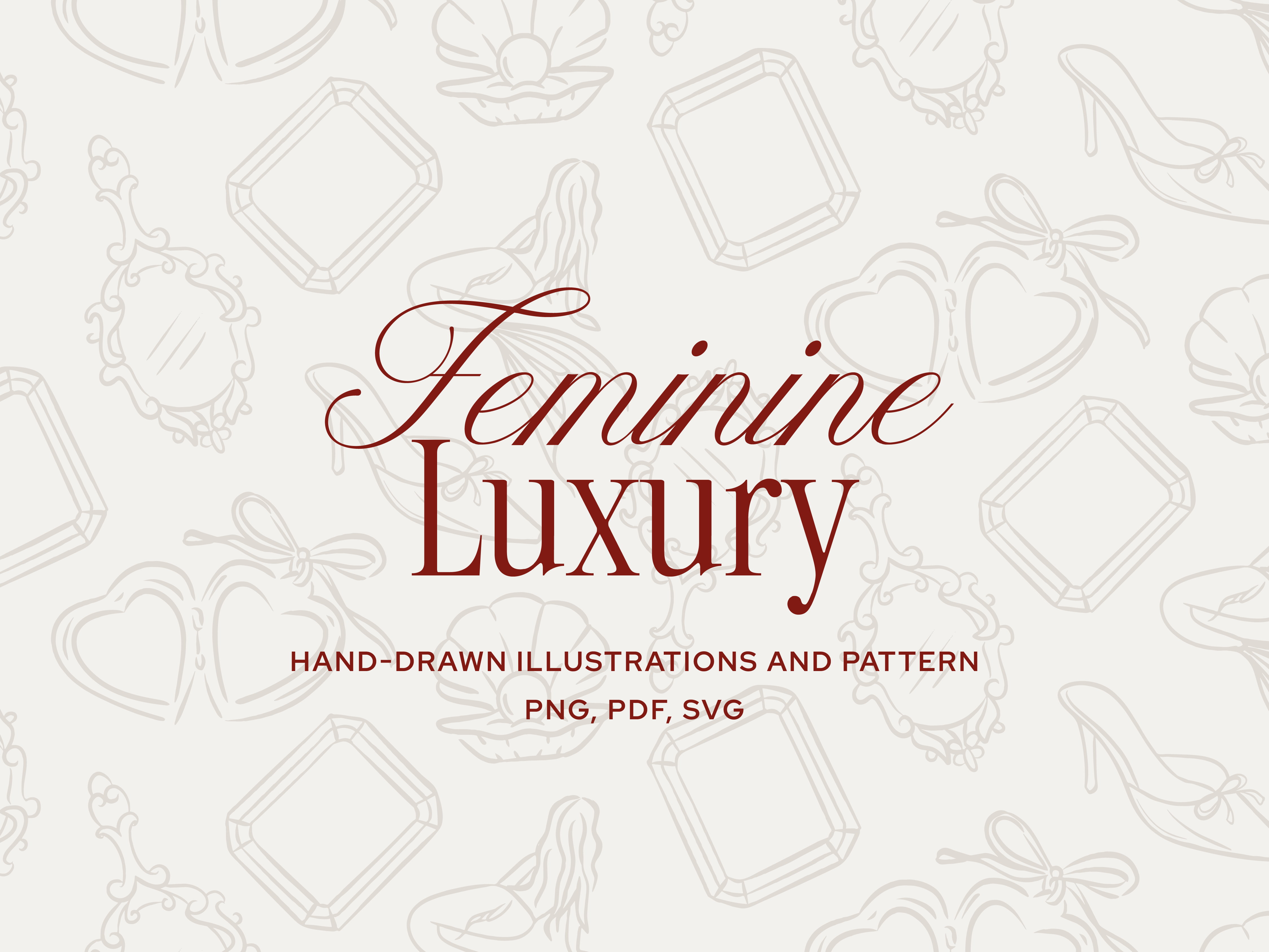 Feminine Luxury Illustration and Pattern Bundle