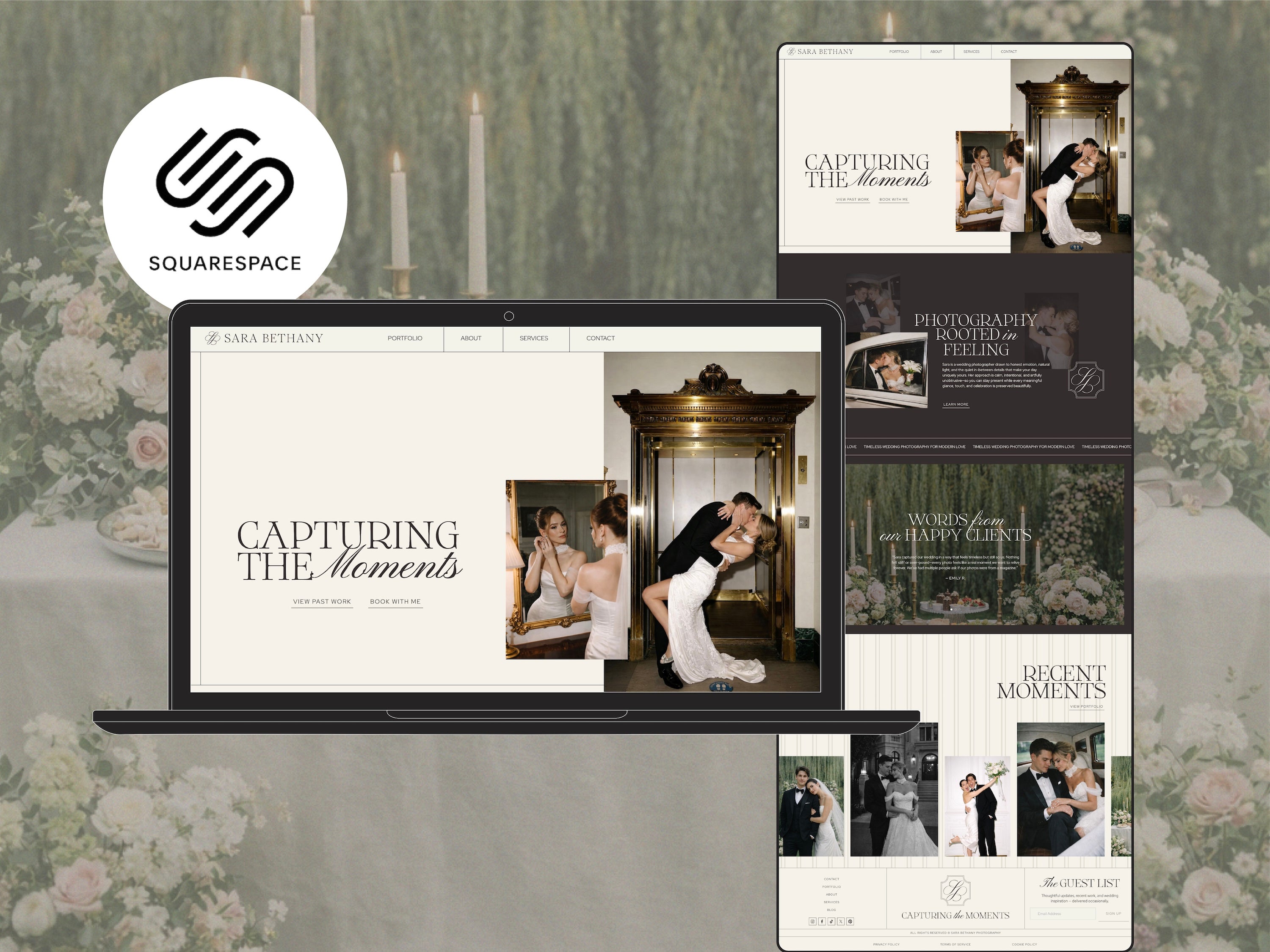 Moments Squarespace Wedding Photographer Template