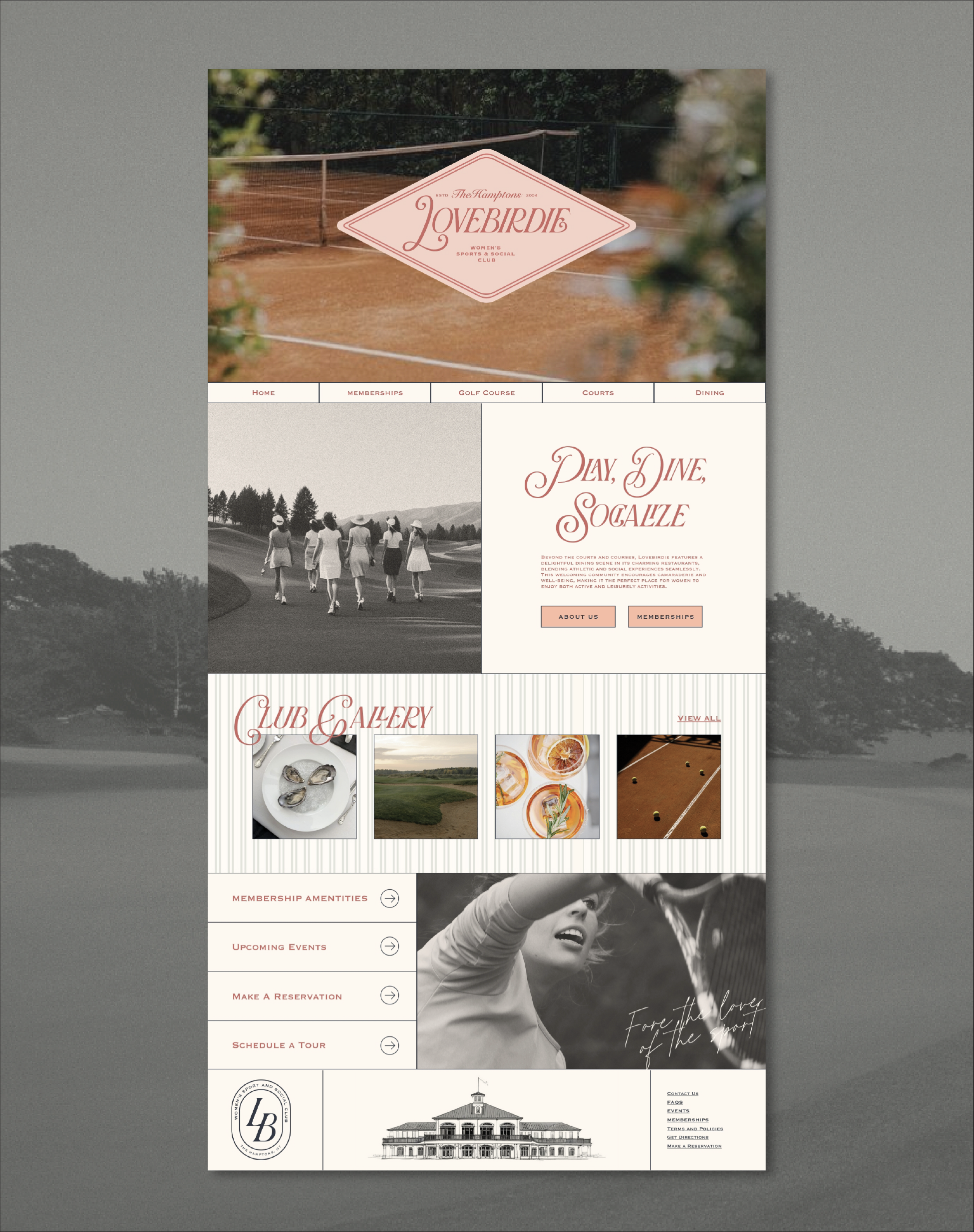 Website layout with a vintage design theme featuring images of people, landscapes, and text.