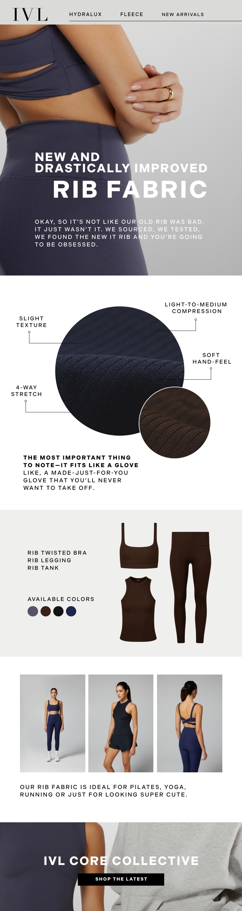 Advertisement for IVL Corset Collective featuring rib fabric with text and images of corsets.