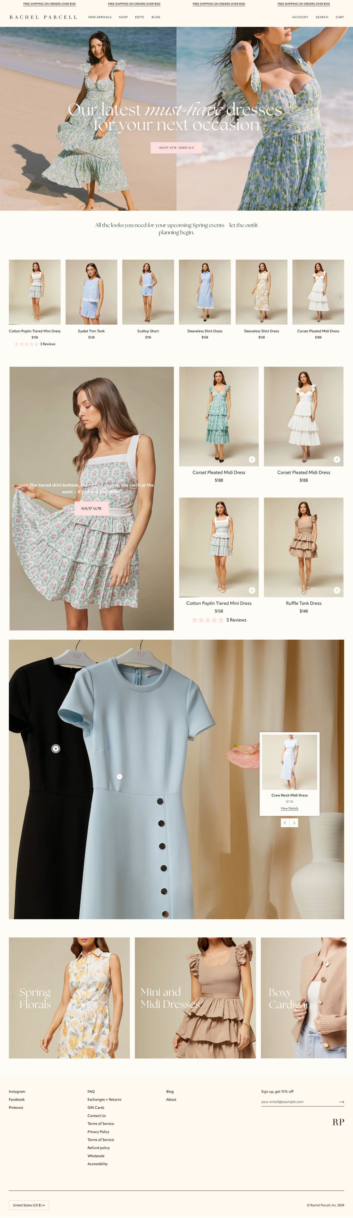 Website layout update for Rachel Parcell