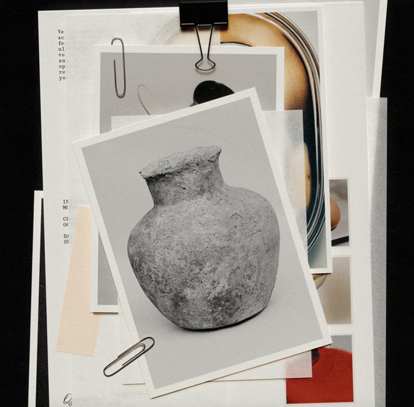 October November Mockup - Collage of photos with a stone vase on a white background