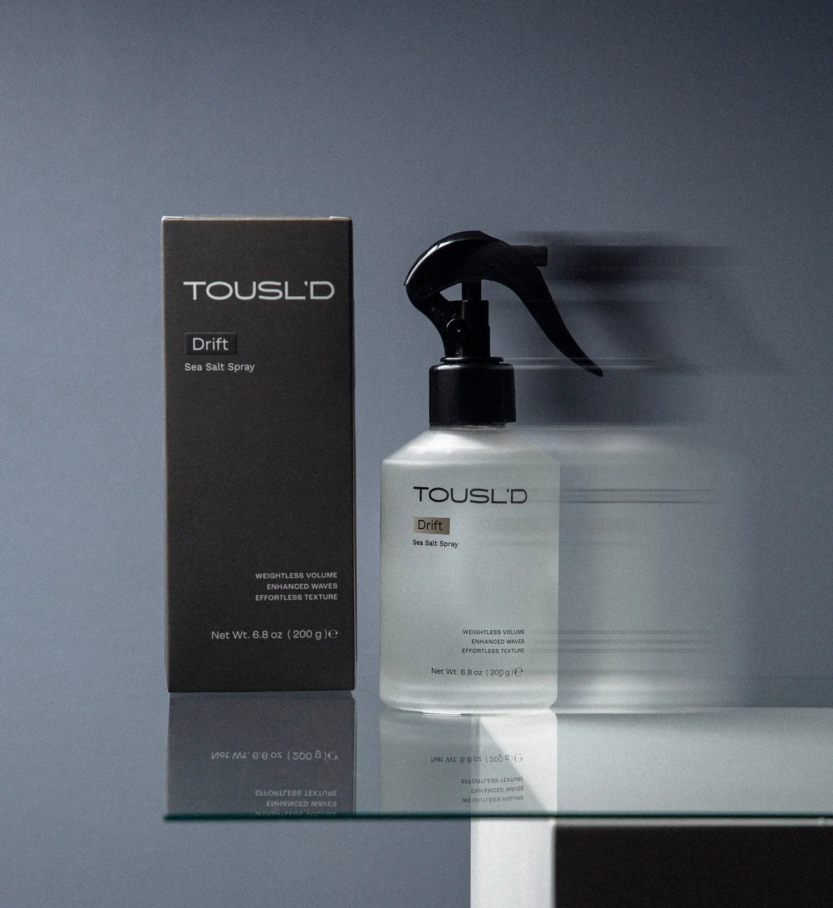 Tousl’d Drift salt spray hero shot with soft-focus blur