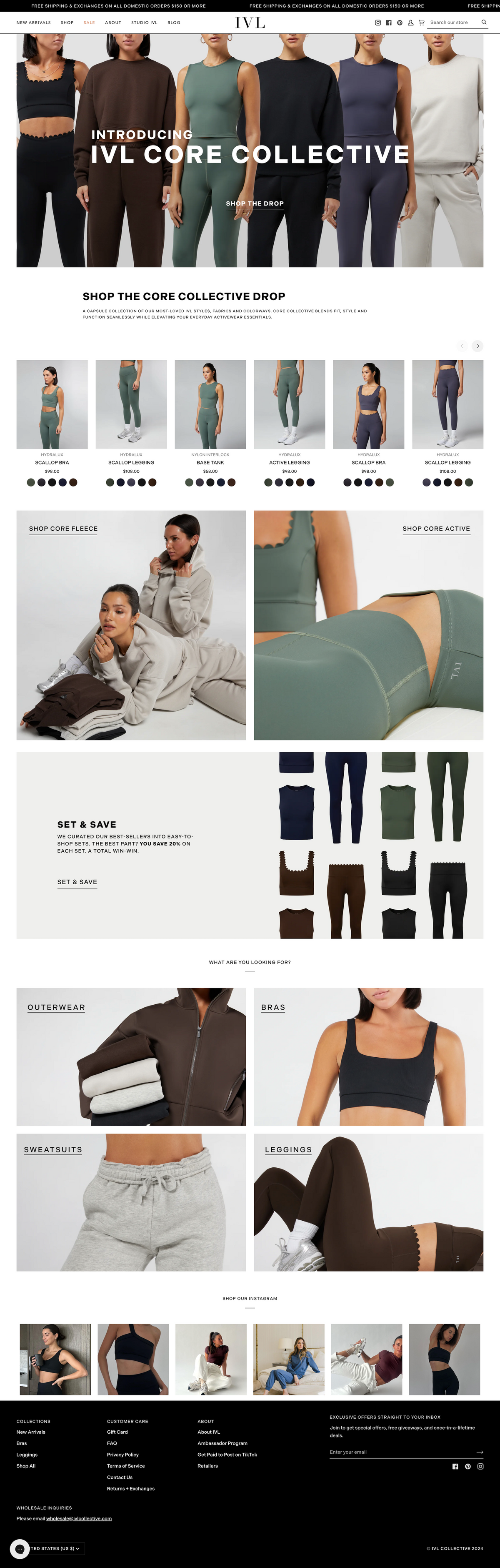 Website page displaying a clothing brand's product collection with images of people wearing the clothes.